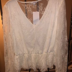 White peplum top